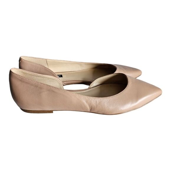 NINE WEST "Blaha" Nude Blush D'Orsay Leather Flats - Size 7 1/2 - Picture 1 of 9